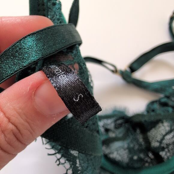 Gooseberry Intimates Lace Underwire Bra - Size Small - Emerald Green Sexy Sheer - Picture 2 of 10